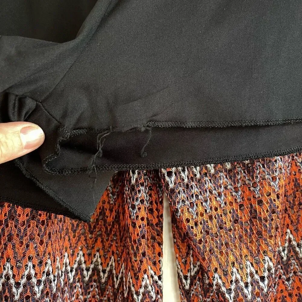ZARA Trafaluc Zig Zag Chevron Open Knit Wide Leg Pants - Small